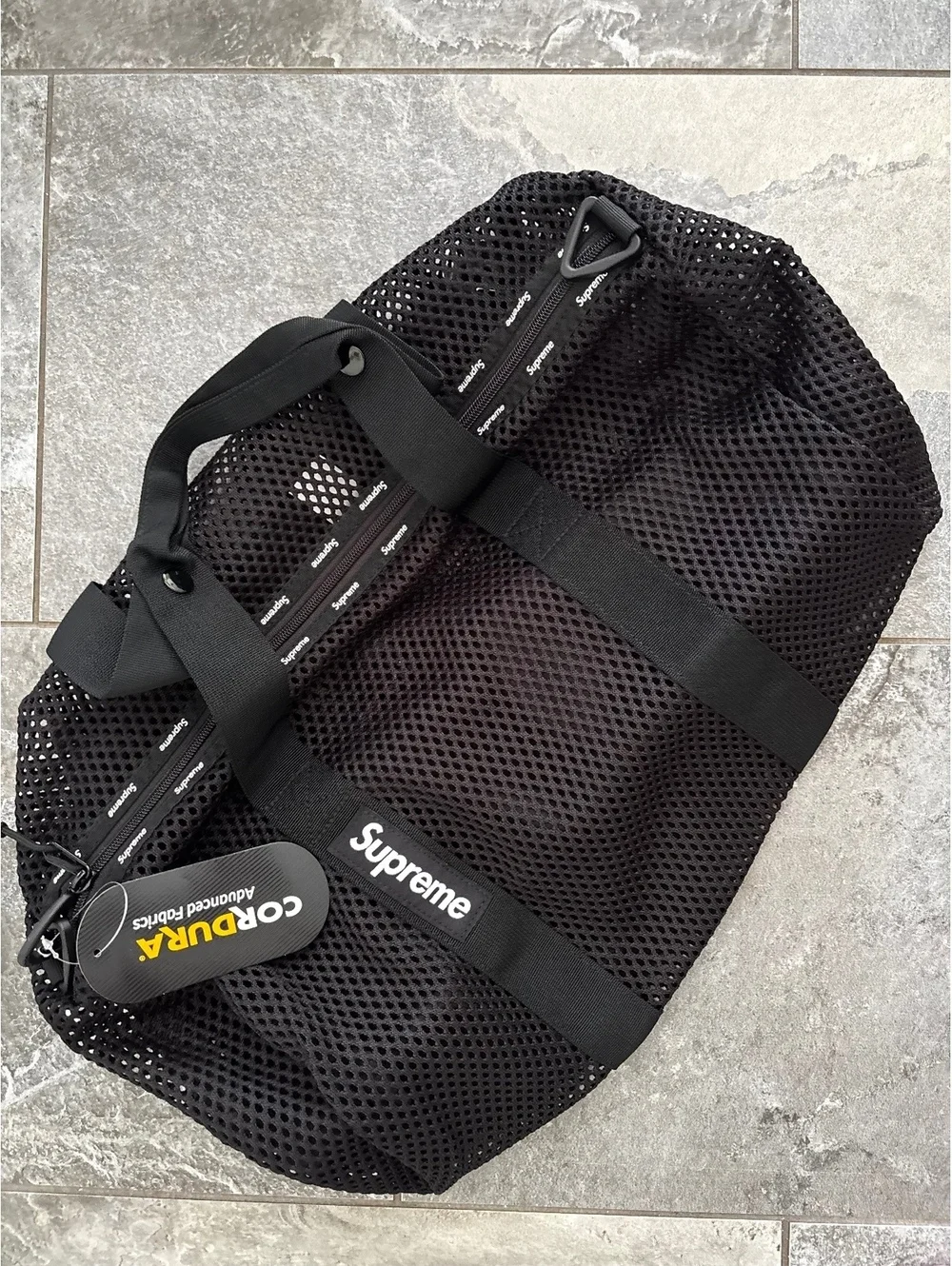 Supreme Black Mesh Duffle Bag SS23